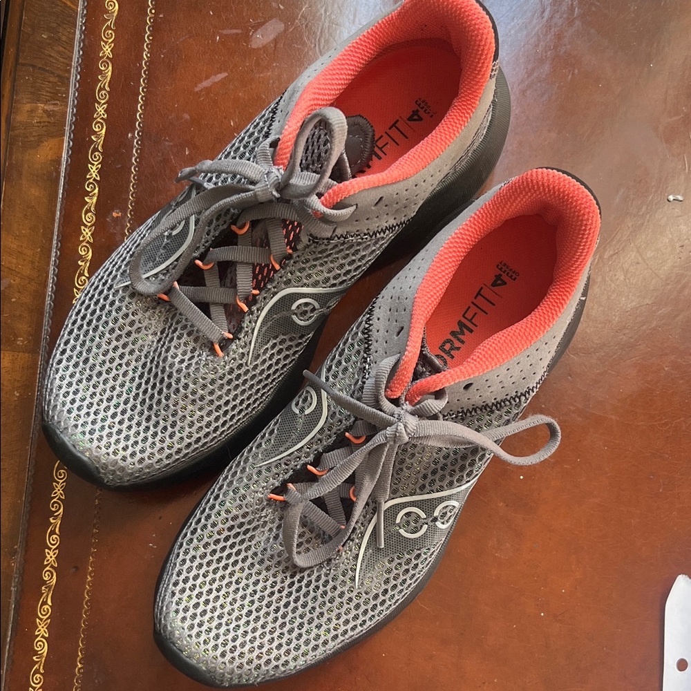 Saucony Women's Gray Athletic Shoes with Coral Lining